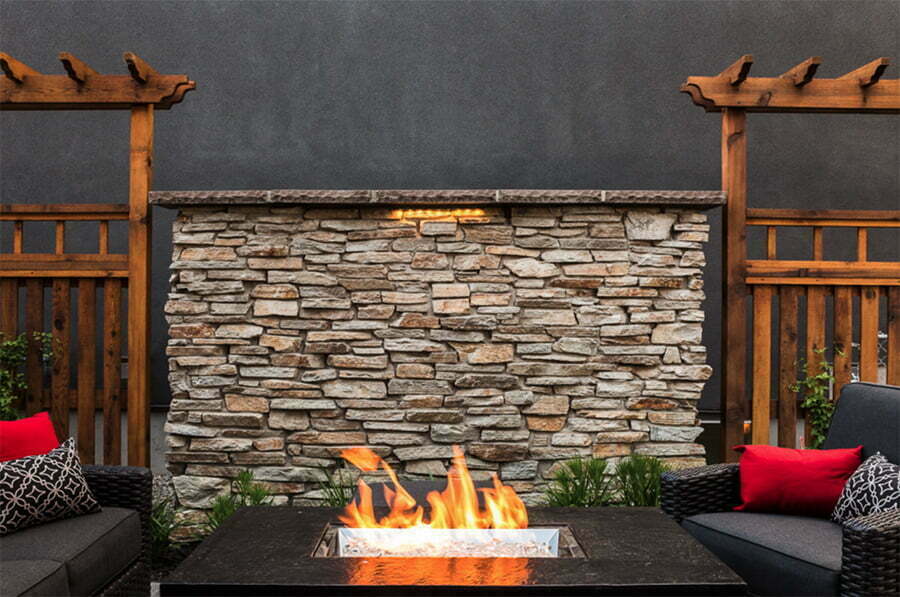 outdoor living room fireplace