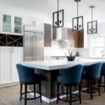 Calgary Kitchen Renovation with blue chairs